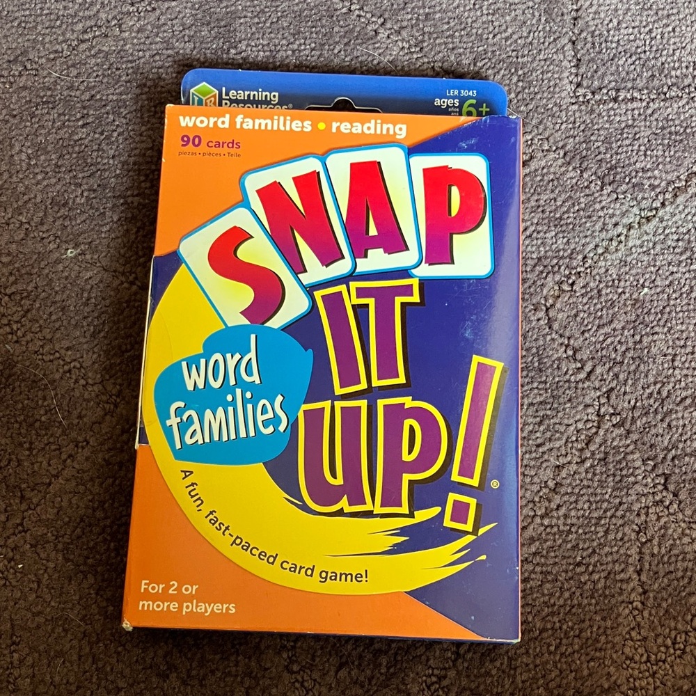 Snap It Up! Word Families Card Game - Purple & Orange